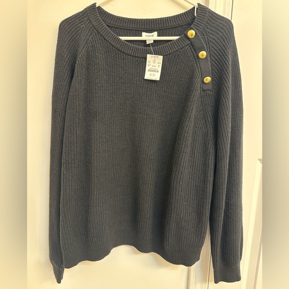 J. Crew Sweaters - J.Crew Black Sweater with Gold Button Detail